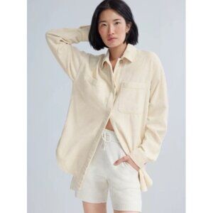 Babaton Corduroy Button Front Shirt Jacket Cream Ivory Size M Overshirt Aritzia